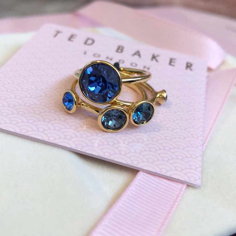 Ted Baker Jewel Stack Ring - Gold/Dark Blue